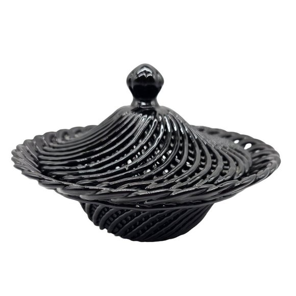Rosenthal Netter Basket Weave Ceramic Candy Dish With Cover Made In Italy MCM - Picture 1 of 16